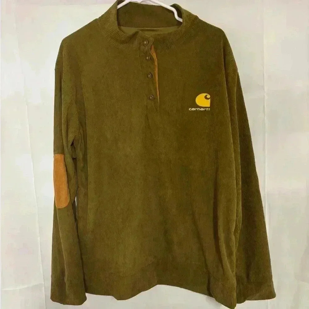Mens size large half zip shirt with elbow patches, #G672
